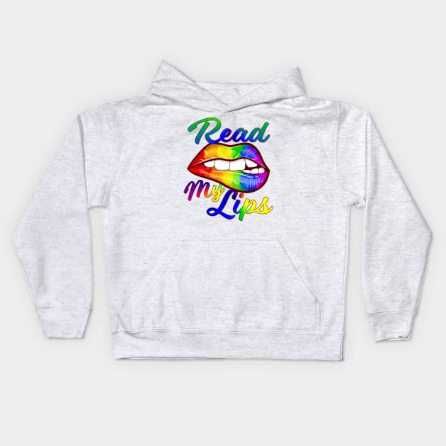 Read My Lips Fun Rainbow Lips Kids Hoodie by SoCoolDesigns